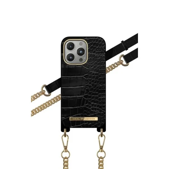 Ideal of Sweden Case for iPhone 14 Pro Max Neckless - Jet Black Croco